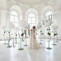 Аренда ростовых бумажных цветов "Пионы белые White/Green"